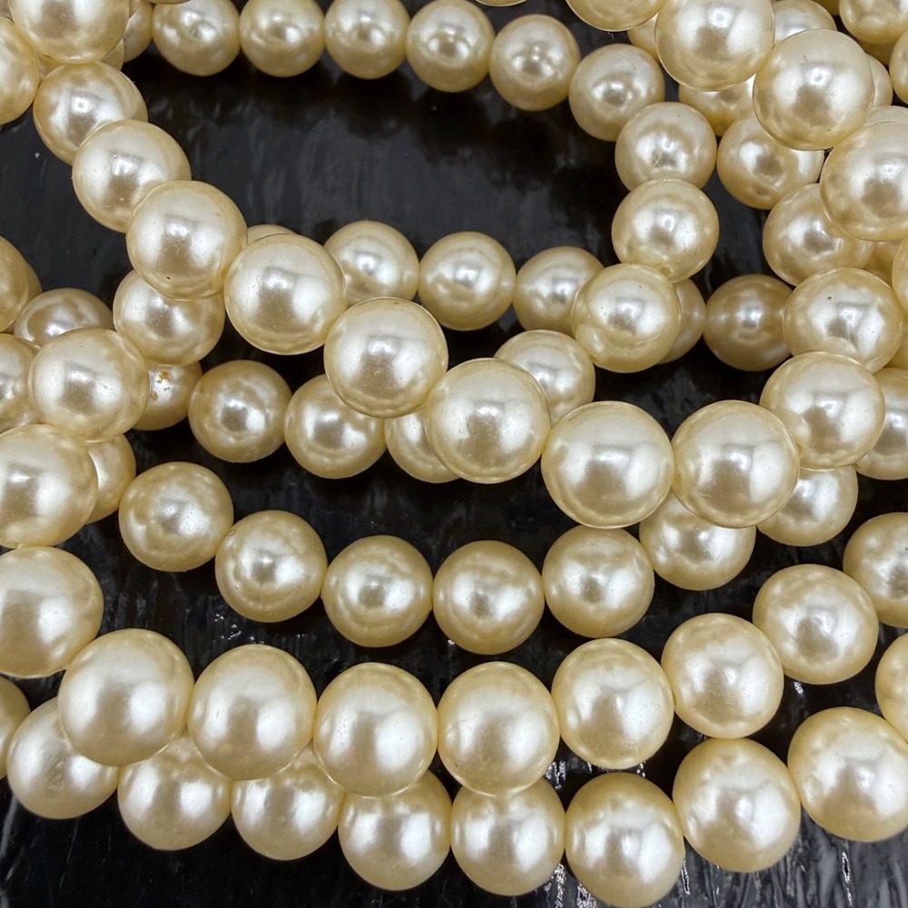 Vintage Faux Pearl Beaded Flapper Opera Necklace Long 52”